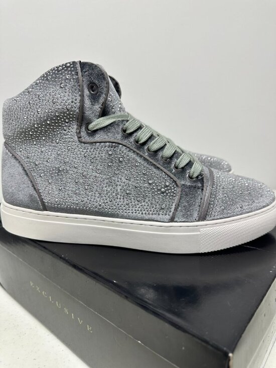 After Midnight Flash Sneakers Men 9 Silver Velvet Rhinestone Studded Bling main image 10